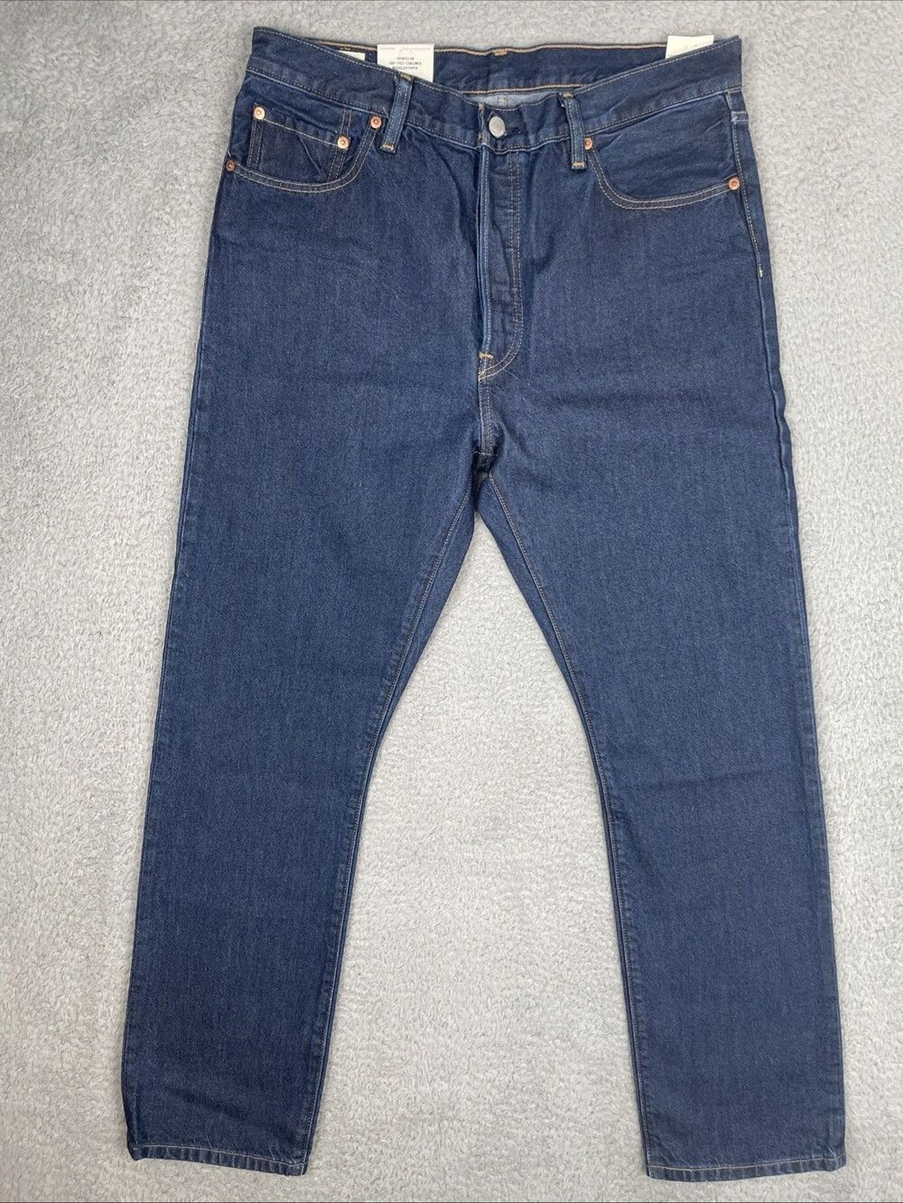 Levis 501 Premium Jeans Recycled Circulose Mens 33x30 Blue Straight Big E NWT